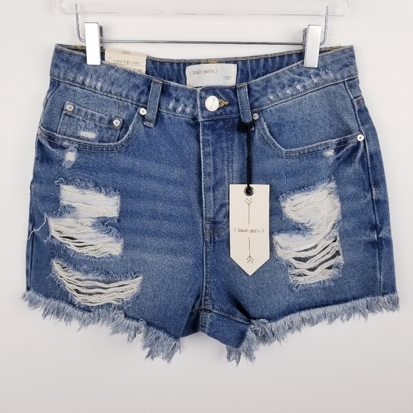 Banjara Denim Distressed High Rise Jean Shorts NWT - Picture 1 of 6
